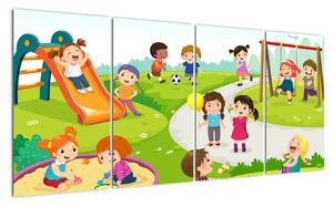 Dětský obraz - děti na hřišti (160x80cm)