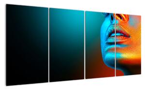 Obraz - osvětlený obličej ženy (160x80cm)