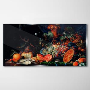 Obraz na skle Obraz na skle Zátiší ovoce a ústřice