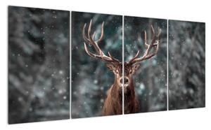 Obraz - jelen v zimě (160x80cm)