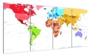 Obraz - barevná mapa světa (160x80cm)