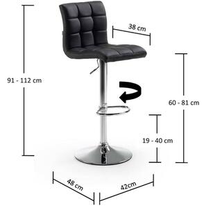 Černá koženková barová židle Kave Home Crema 60-81 cm