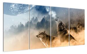 Obraz - vyjící vlci (160x80cm)