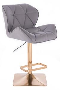 LuxuryForm Barová židle MILANO na zlaté hranaté podstavě - šedá