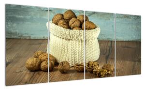 Obraz - ořechy v pleteném koši (160x80cm)