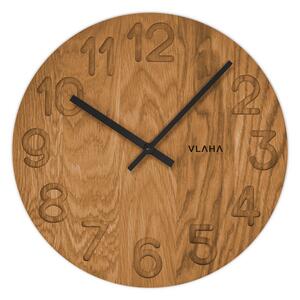 VLAHA Dřevěné hodiny OAK vyrobené v Čechách s černými ručkami ⌀34cm VCT1125 (hodiny s vůní dubového dřeva a certifikátem pravosti a datem výroby)