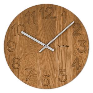 VLAHA Dřevěné hodiny OAK vyrobené v Čechách se stříbrnými ručkami ⌀34cm VCT1124 (hodiny s vůní dubového dřeva a certifikátem pravosti a datem výroby)