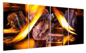 Obraz ledových kostek v ohni (160x80cm)