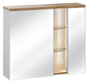 Comad Závěsná koupelnová skříňka se zrcadlem Bahama 841 2D alpská bílá/dub votan