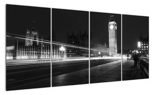 Černobílý obraz Londýna - Big ben (160x80cm)