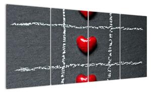 Šachovnice s červenými srdci (160x80cm)