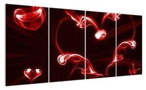 Abstraktní obraz - červené srdce (160x80cm)