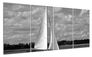 Obraz černobílé plachetnice (160x80cm)
