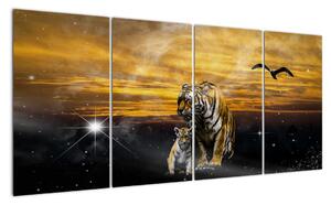 Lev a lvíče - obraz (160x80cm)