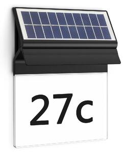 Enkara solární venkovní LED osvětlení domovního čísla 0,2W 17lm 2700K IP44, černé