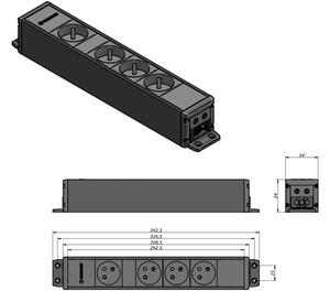 IBConnect Zásuvka CUBO černá - různé konfigurace Konfigurace elektrozásuvky: 3x230V