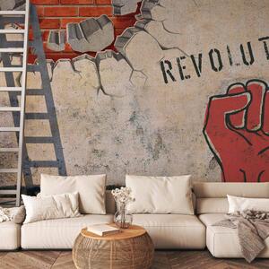 Fototapeta Ruka revoluce - městský mural s pěstí ve street art stylu