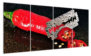 Obraz papriky s žiletkou (160x80cm)