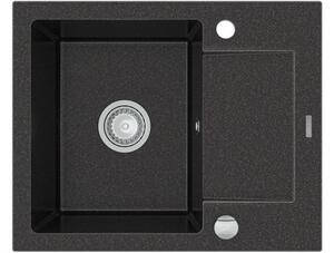 MEXEN - Enzo granitový dřez 1-mísa dřez s vypouštěním krátký Board 576x465 mm, černá skvrnité 6506571005-76