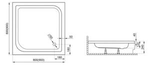 Akrylátová sprchová vanička - čtverec Polimat Tako 80x80x12 (80x80x24 cm)