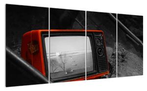 Obraz červené televize (160x80cm)