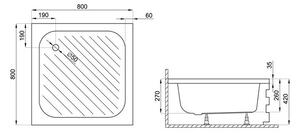 Krycí panel k akrylátové sprchové vaničce hluboké - čtverec Polimat Kobe 1 80x80x26 KP 38,5 (80x80x36,5 cm)