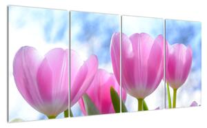 Obraz růžových tulipánů (160x80cm)