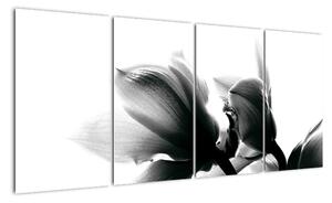 Obraz černobílých květů (160x80cm)