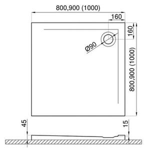 Akrylátová sprchová vanička k ustavení na podlahu - čtverec Polimat Geos 80x80x1,5x4,5 WST (80x80x4,5 cm)