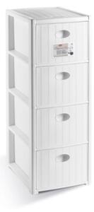 Úložný plastový regál Elegance Slim, 4 zásuvky, bílý