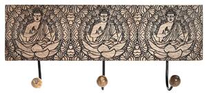DKD Home Decor Nástěnný věšák z kovu a mangového dřeva - Buddha - 38 x 6 x 18 cm
