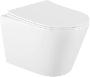 MEXEN - Rico Závěsná WC mísa Rimless včetně sedátka s slow-slim, Duroplast, bílá 30720400
