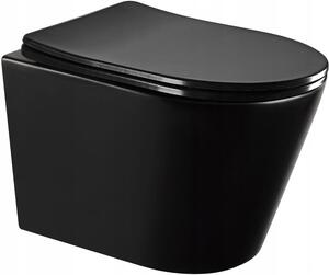 MEXEN - Rico Závěsná WC mísa Rimless včetně sedátka s slow-slim, Duroplast, černá mat - 30721085 30721085