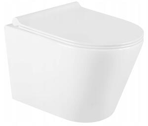 MEXEN - Rico Závěsná WC mísa Rimless včetně sedátka s slow-slim, Duroplast, bílá - 30720500 30720500