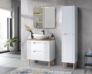 Comad Koupelnová sestava Fiji 80 cm s umyvadlem, skříňkami a zrcadlem bílá/dub coast evoke