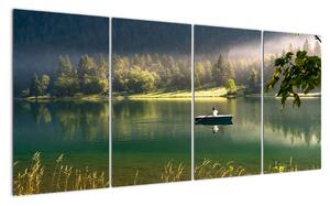 Obraz loďky na jezeře (160x80cm)