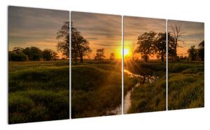 Západ slunce v údolí řeky, obraz (160x80cm)