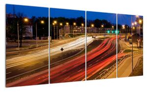 Noční čtyřproudová silnice, obraz (160x80cm)