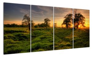 Západ slunce v krajině, obrazy (160x80cm)