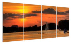 Západ slunce na vodě - obraz na stěnu (160x80cm)