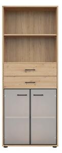 SPACE OFFICE vitrína REG2W2S/200, dub artisan/černý mat