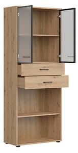 SPACE OFFICE vitrína REG2W2S/200, dub artisan/černý mat