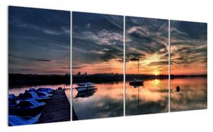 Západ slunce v přístavu - obraz na stěnu (160x80cm)