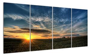 Západ slunce na poli - moderní obraz (160x80cm)