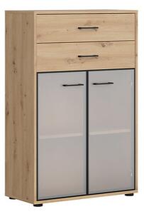 SPACE OFFICE vitrína REG2W2S/120, dub artisan/černý mat