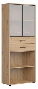 SPACE OFFICE vitrína REG2W2S/200, dub artisan/černý mat