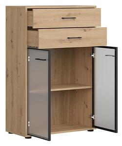 SPACE OFFICE vitrína REG2W2S/120, dub artisan/černý mat