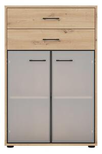 SPACE OFFICE vitrína REG2W2S/120, dub artisan/černý mat