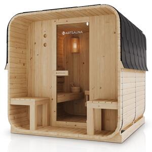 Zahradní sauna cube pro 6 osob s kamny 8 kW, s posezením