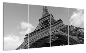 Černobílý obraz Eiffelovy věže (160x80cm)